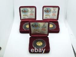 (3) 1988 Disney Rarities Mint 1/4 oz. 999 Fine GOLD COIN DISNEY AROUND THE WORLD