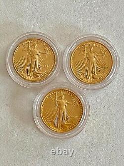 3.916 Fine Gold American Eagle Coins, Dates Are 1986, 1997 & 2000