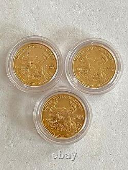 3.916 Fine Gold American Eagle Coins, Dates Are 1986, 1997 & 2000