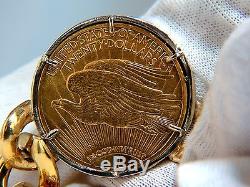 $30000 1908 Liberty Fine Gold Coin 2.00ct Diamonds Cuban Link Necklace Huge