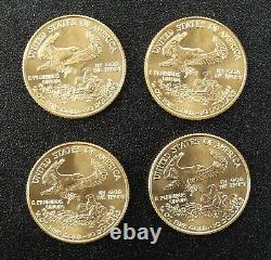 4 BU 1999 Gold American Eagles ¼ oz. Each-a Total of 1 ozt of FINE Gold Lot 101