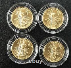 4 BU 1999 Gold American Eagles ¼ oz. Each-a Total of 1 ozt of FINE Gold Lot 101