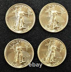 4 BU 1999 Gold American Eagles ¼ oz. Each-a Total of 1 ozt of FINE Gold Lot 102