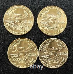4 BU 1999 Gold American Eagles ¼ oz. Each-a Total of 1 ozt of FINE Gold Lot 103