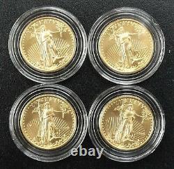 4 BU 1999 Gold American Eagles ¼ oz. Each-a Total of 1 ozt of FINE Gold Lot 104
