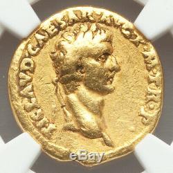 41-42 AD Rare Ancient Gold Roman Empire Coin of Claudius AUREUS NGC CH FINE