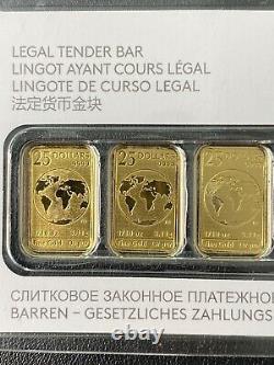 (5) 2016 $25 Royal Canadian Mint Gold Bar Coin 1/10 oz (BU) 24KT. 9999 Fine Gold