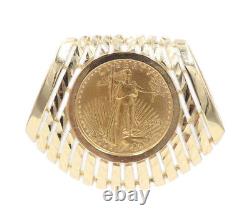 5 Dollar Liberty US 1/10oz Fine Gold Coin in 14KT Yellow Gold Omega Pendant 7.2g