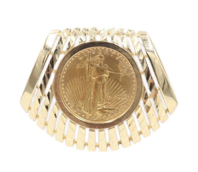 5 Dollar Liberty Us 1/10oz Fine Gold Coin In 14kt Yellow Gold Omega Pendant 7.2g