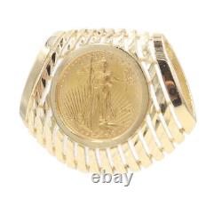 5 Dollar Liberty US 1/10oz Fine Gold Coin in 14KT Yellow Gold Omega Pendant 7.2g