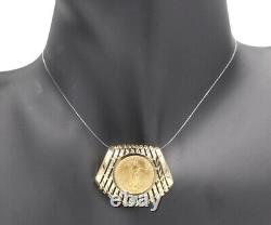 5 Dollar Liberty US 1/10oz Fine Gold Coin in 14KT Yellow Gold Omega Pendant 7.2g