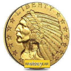 $5 Gold Half Eagle Indian Head Extra Fine XF (Random Year)