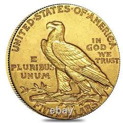 $5 Gold Half Eagle Indian Head Extra Fine XF (Random Year)