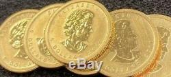 5 X Canada Maple Leaf 1/10 oz Gold Coins- $5.9999 Fine Random Date FREE SHIP
