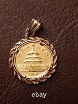 5 Yuan 1988 Panda 1/20 oz. 999 Fine Gold with 14K Gold Bezel Pendant 5 Yuan 1988 Panda 1/20 oz. 999 Fine Gold with 14K Gold Bezel Pendant
