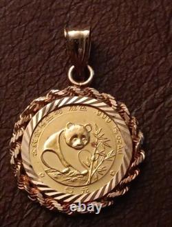 5 Yuan 1988 Panda 1/20 oz. 999 Fine Gold with 14K Gold Bezel Pendant 5 Yuan 1988 Panda 1/20 oz. 999 Fine Gold with 14K Gold Bezel Pendant