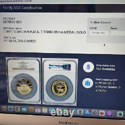 5 oz. 9999 Fine Gold Coin. R. M. S TITANIC 65mm Coin. MS69 Ultra Cameo. RARE