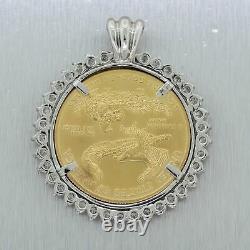 $50 Gold 1oz. American Eagle Coin 22k Yellow Gold 5.25ctw Diamond Pendant