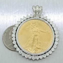 $50 Gold 1oz. American Eagle Coin 22k Yellow Gold 5.25ctw Diamond Pendant