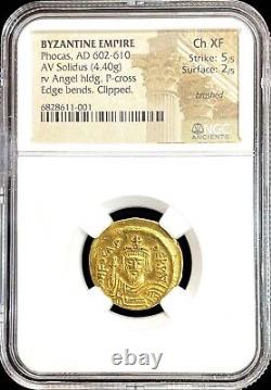 602- 610 Ad Gold Byzantine Phocas Av Solidus Coin Ngc Choice Extremely Fine