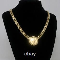 750 Italy 18K Yellow Gold Cuban Link 39.5g Chain Necklace 16 1876 Victoria Coin