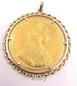 986 Fine Gold 1915 Austrian 4Ducat Coin in 18k Yellow Gold Bezel Pendant 19.3gr