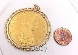 986 Fine Gold 1915 Austrian 4Ducat Coin in 18k Yellow Gold Bezel Pendant 19.3gr