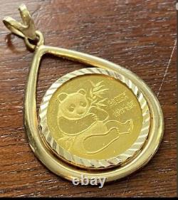 999 Fine Gold 1982 Panda Coin in 14k Yellow Gold Necklace Pendant