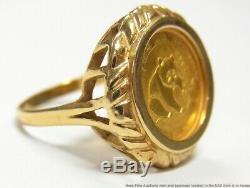 999 Fine Gold 1988 Chinese Panda Coin 14k Ring Ladies Vintage Fashion Size 7