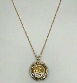 999 Fine Gold 24K 5 Yuan PANDA COIN 14K GOLD Bezel Pendant & Necklace Chain