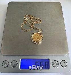 999 Fine Gold 24K 5 Yuan PANDA COIN 14K GOLD Bezel Pendant & Necklace Chain
