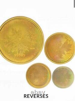 99999 Fine Gold Reverse Proof Maple Leaf Holographic Set 4 coins Only 500 sets