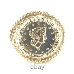 9ct Yellow Gold Ring 1 Tallar 1853 Liberty Head Coin 4.9g Size L 1/2 Hallmarked