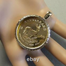 9ct gold New dia cut pendant will fit one Oz fine gold krugerrand bullion coin