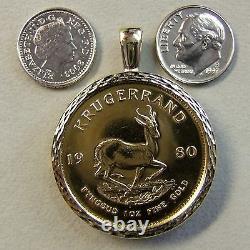 9ct gold New dia cut pendant will fit one Oz fine gold krugerrand bullion coin