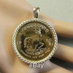 9ct gold New pendant will fit a one Oz fine gold krugerrand bullion coin