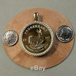 9ct gold New pendant will fit a one Oz fine gold krugerrand bullion coin