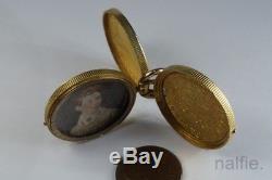 ANTIQUE ENGLISH 15K GOLD DOUBLE GEORGE III GUINEA COIN LOCKET PENDANT c1880
