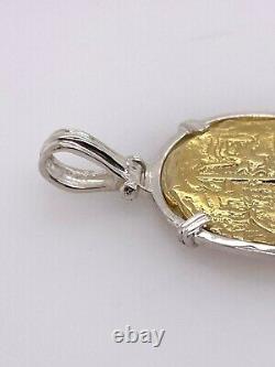 ATOCHA Coin Pendant Sterling Silver Frame Gold Coin Treasure Jewelry