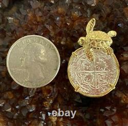 ATOCHA Coin Turtle Pendant Sterling Silver Clad 14k Gold Treasure Shipwreck