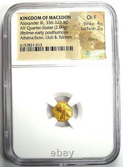 Alexander the Great III AV Quarter Stater Gold Coin 336-323 BC NGC Choice Fine