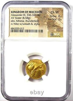 Alexander the Great III AV Stater Gold Lifetime Coin 336-323 BC NGC Choice VF