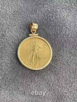 American Eagle Coin Liberty Pendant 14k Yellow Gold Plated Silver Free Chain