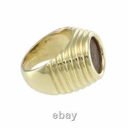 Ancient Roman Coin Ribbed Ring 18k Yellow Gold Dome Shape 1940s Antique Estate