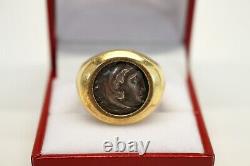 Antique 14K Yellow Gold Ancient Greece ALEXANDER THE GREAT Coin Ring HEAVY