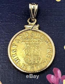 Antique 1759 Spain Half Escudo Ferdinand VI Gold Coin Pendant