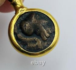 Antique 18k Yellow Gold Ancient Coin Charm Pendant