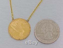 Antique 1912 22k Solid $5 Five Dollar Indian Head Gold Coin Pendant Necklace F8