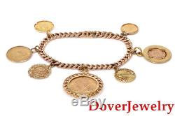 Antique 22K Gold Coin 14K Gold Charm Bracelet 31.4 Grams NR