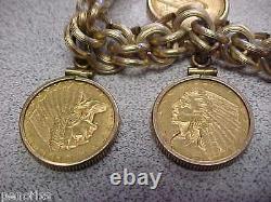 Antique Indian Gold Coins Bracelet 22k Gold Coins on 14k Gold Filled Bracelet